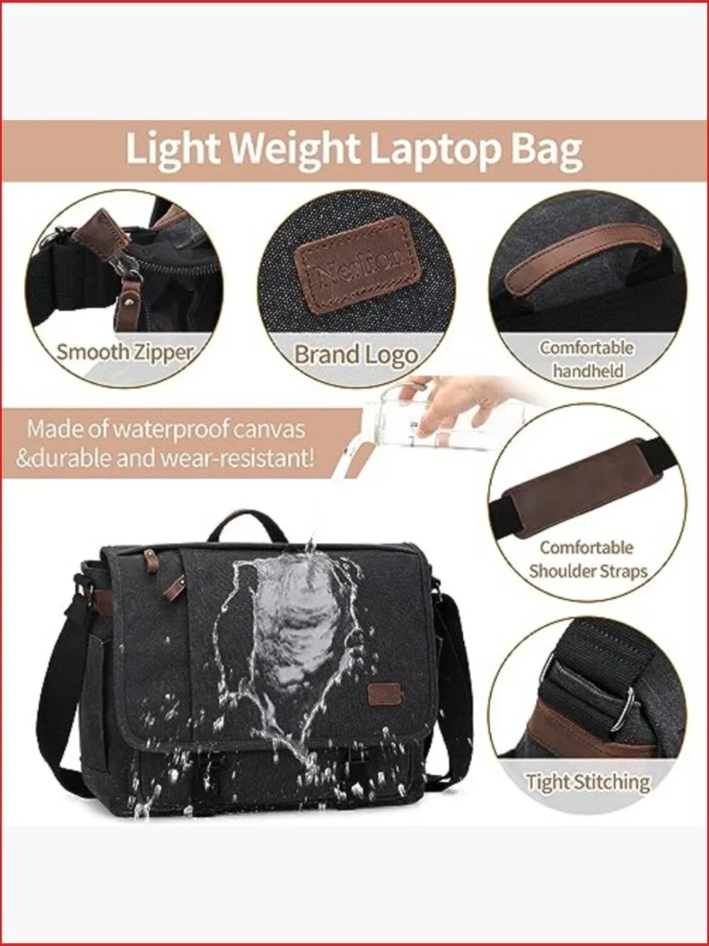 Canvas Messenger Bag Fits 17-17.3
